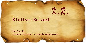Kleiber Roland névjegykártya